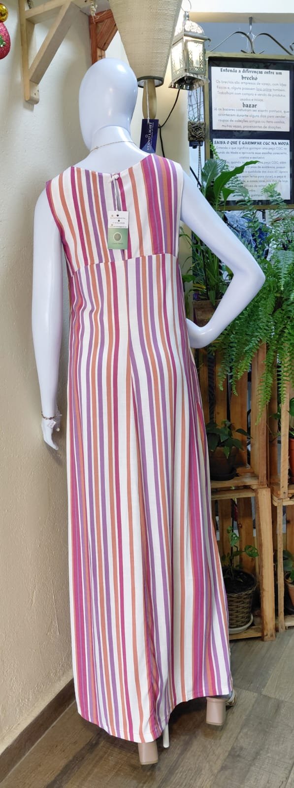 Vestido Longo Listrado